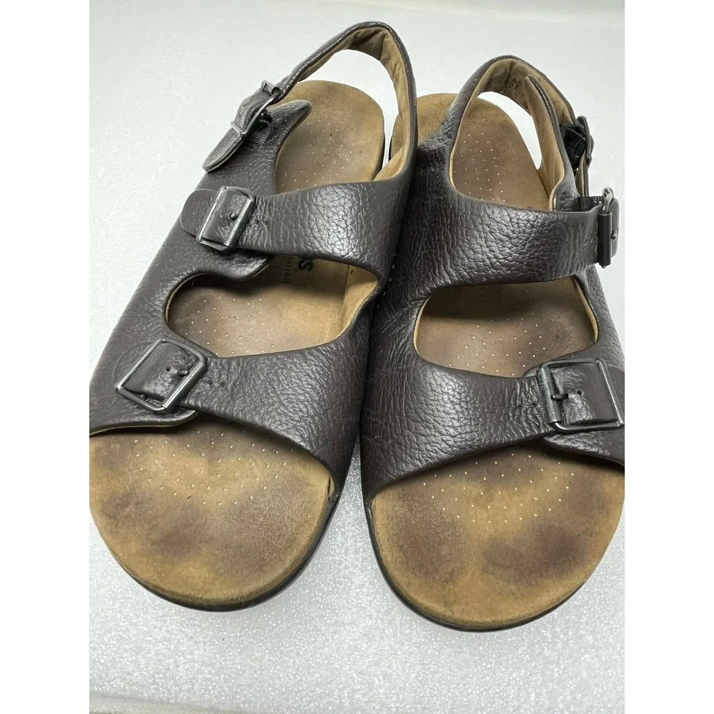 SAS Tripad Comfort Mens 12 Leather Sandals Brown Buckle Comfort Shoes